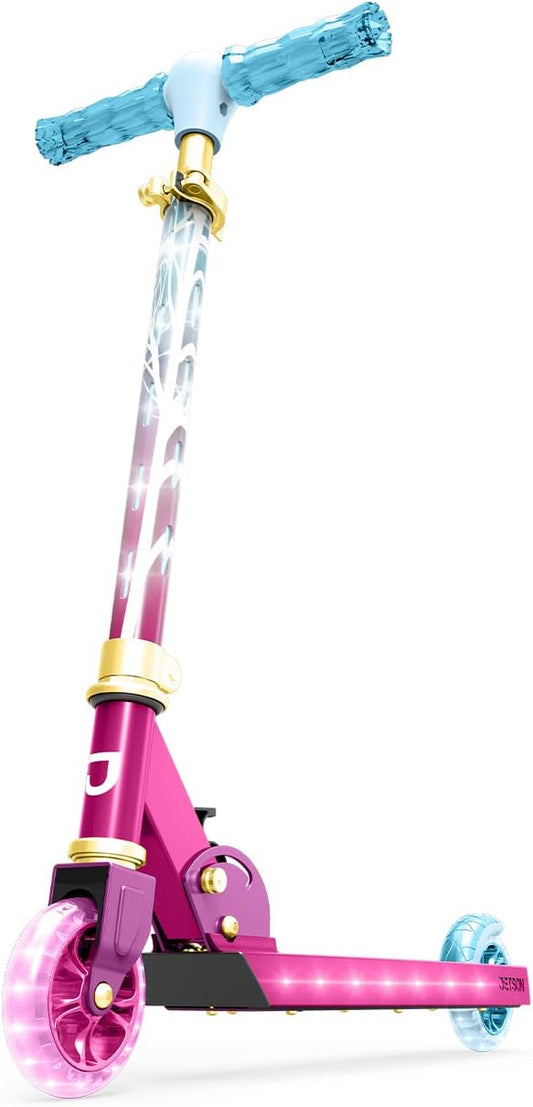 Jetson Character Kids Kick Scooter, LED Lights on Stem & Light-Up Wheels, Lightweight Frame, Height-Adjustable Handlebar, Lean-to-Steer System, Easy-Fold Mechanism