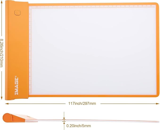 IMAGE Light Up Tracing Pad Orange Drawing Tablet Coloring Board for Kids Children Toy Gift for Girls Boy (Includes 10 Traceable Sheets and Two Clips)