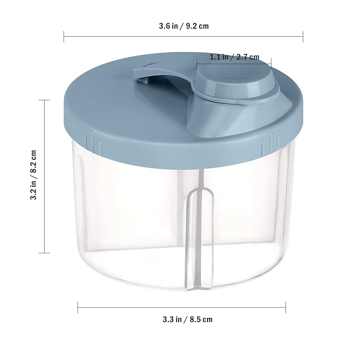Accmor Baby Formula Dispenser On The Go, Non-Spill Rotating Four-Compartment Formula Container to Go, Milk Powder Kids Snack Container for Infant Toddler Travel Outdoor, Blue, 2 Pack