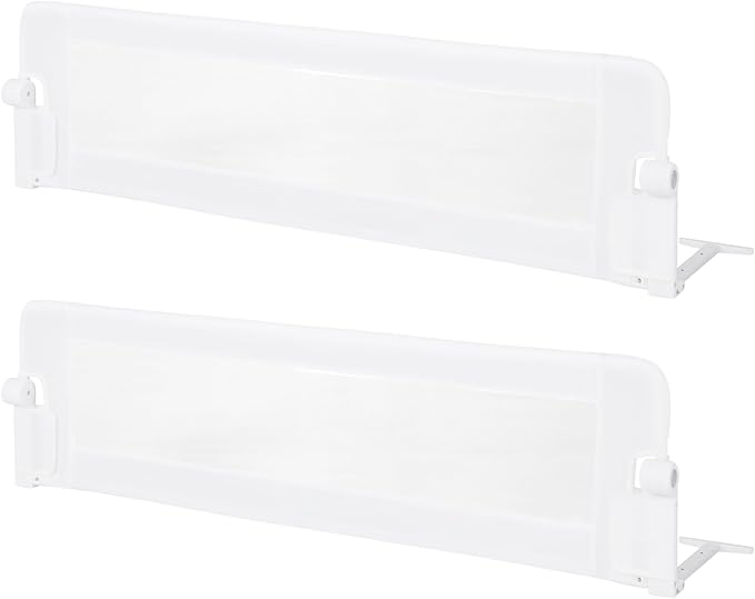 HONEY JOY 2 Pack Bed Rails for Toddlers, 60-Inch Extra Long, Foldable Portable Swing Down Safety Bed Guard Rail, Toddler Bed Rails for Crib, King Queen Full Twin Size Bed Mattress (White)