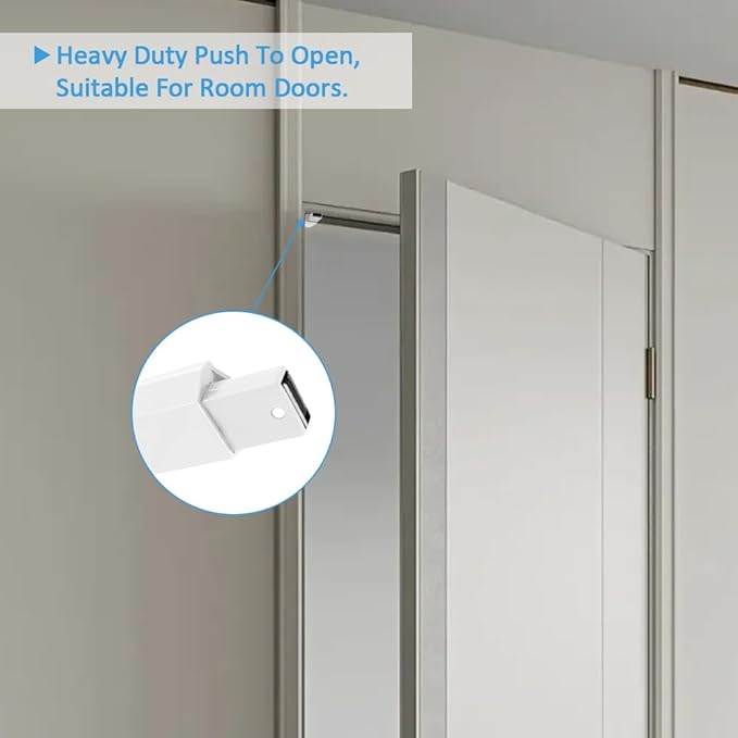 Heavy Duty Push to Open Door Latch,10 Pack White Magnetic Push Latches, Hidden Push Touch Latch Hardware for Push to Open Cabinet,Magnetic Door Catch for Cabinet Drawer Wardrobe Kitchen Door