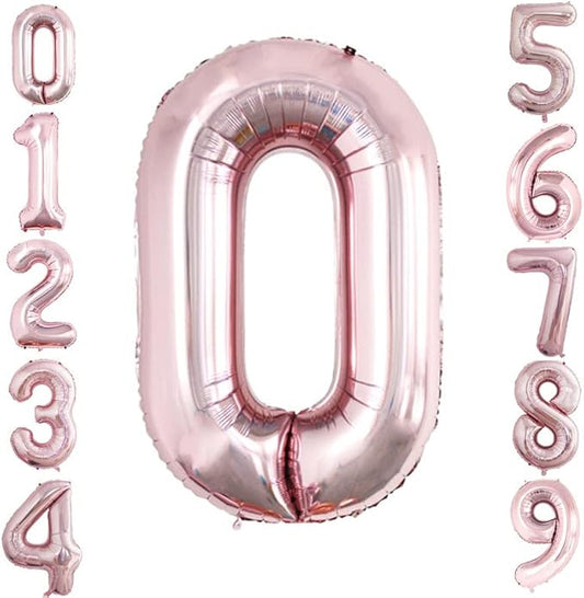 GOER Rose Gold Foil Balloons Number 0 for 10th 20th 30th 40th 50th 60th 70th 80th 90th 100th Birthday Party Supplies Anniversary Decorations(3 pcs,42 inch,32 inc,16inch)