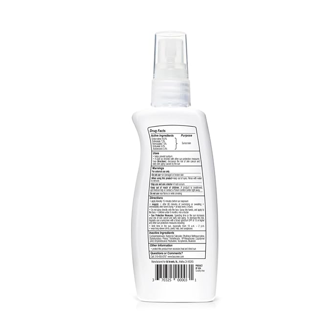 BU SPF 50 Fragrance Free Kids Sunscreen Spray for Face and Body, TSA Travel Size Sunscreen, Clear Non Aeorsol Spray, Non Greasy, Water Resistant and Oil Free, 3.3 oz and 1 oz (2-Piece Bundle)