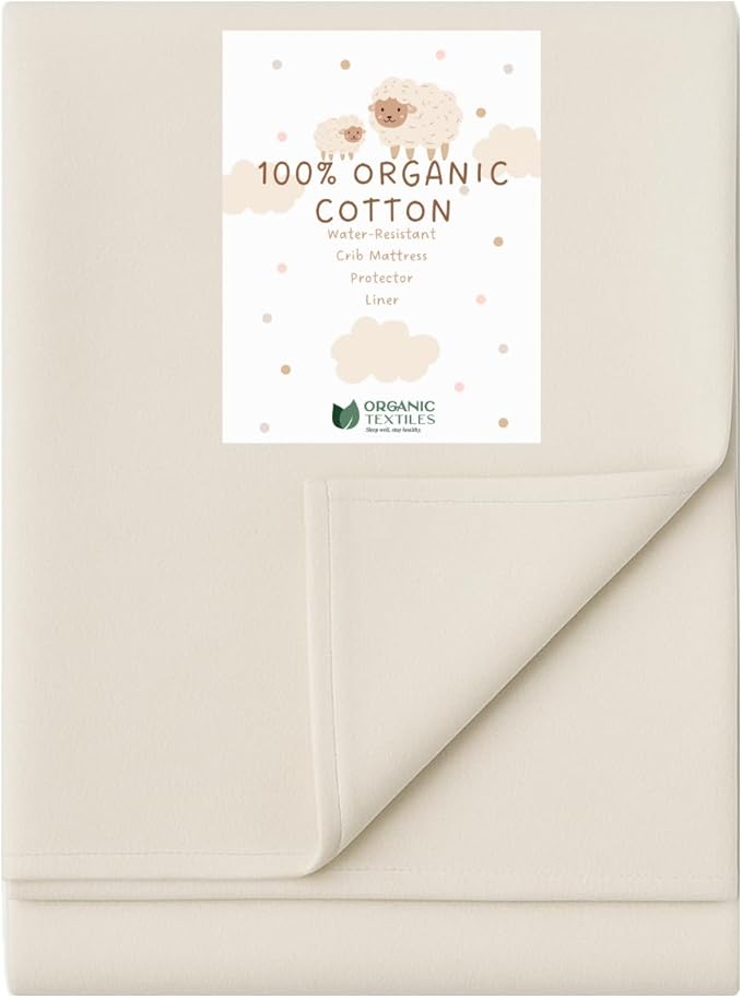 Organic Cotton Crib Mattress Protector - Water Resistant Flat Sheet Liner Pad, Skin Friendly, Chemical-Free Pure Cotton [GOTS-Certified] for Cradle (36"x18") - Made in USA