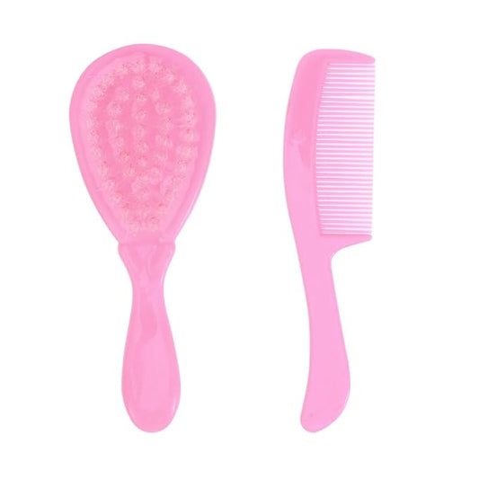 HEALLILY Kids Comb Baby Hair Brush and Comb Set for Newborn Scalp Grooming Product for Infant Toddler Kids (Pink)