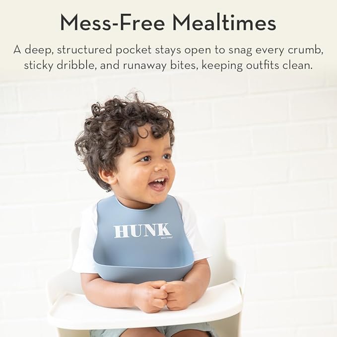 Baby Bib for Eating by Bella Tunno, Waterproof Silicone Bib with Large Food Catcher, Adjustable Fit for Babies 4-12 months & Toddlers 1-3 Years, Boys & Girls, Little Love