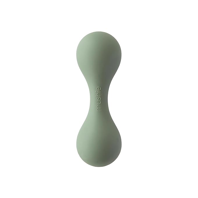 mushie Silicone Baby Shaker Rattle Toy | Ages 3+ Months (Dried Thyme)