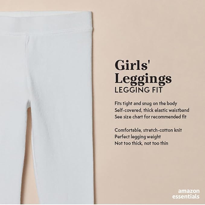 Amazon Essentials Girls and Toddlers' Leggings, Multipacks