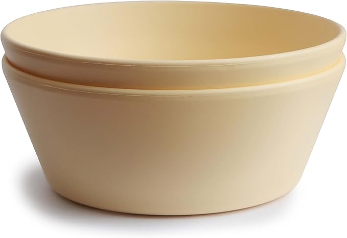 mushie Round Dinnerware Bowls for Kids | Made in Denmark, Set of 2 (Daffodil)