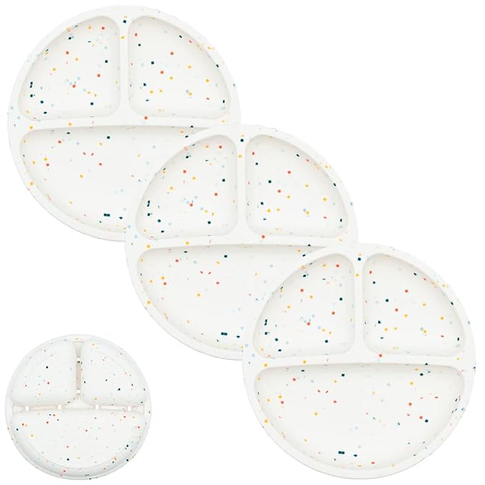 WeeSprout Silicone Divided Plates (No Lids), 100% Food Grade Silicone Divided Plates for Toddlers & Kids, Dishwasher & Microwave Safe
