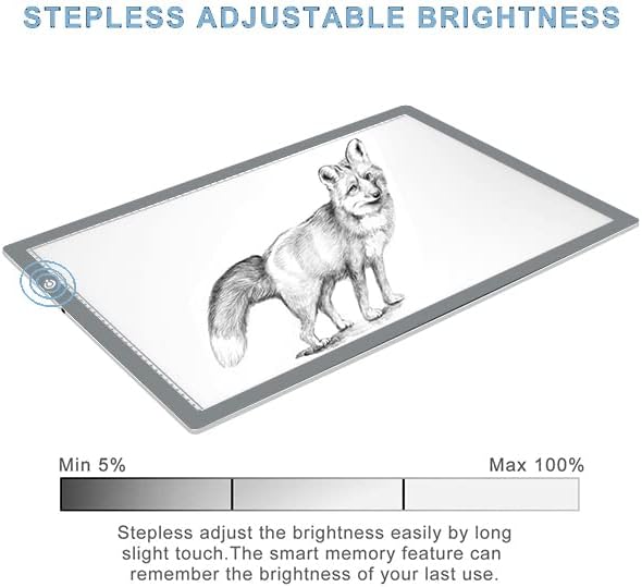 LitEnergy A2 LED Copy Board Light Tracing Box, Ultra-Thin Adjustable Artcraft LED Trace Light Pad for Tattoo Drawing, Streaming, Sketching, Animation, Stenciling (Silver)