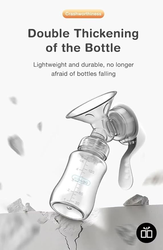 Manual Breast Pump Portable Breastfeeding Pump for Travel, Compact & Easy-to-Use Milk Extractor, Comfortable Handheld Pump for Nursing Moms with Breast Shield 5 Fl Oz/150ml+Lid