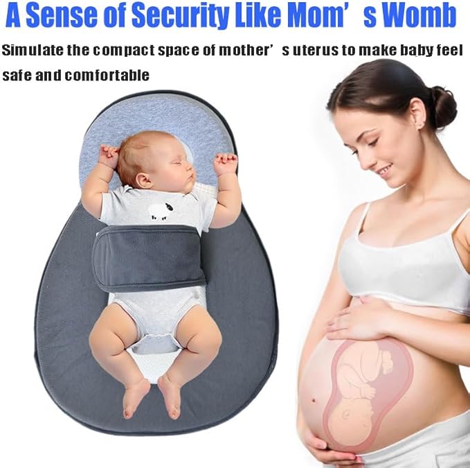Baby Wedge Pillow for Newborn, Baby Lounger Pillow, Acid Reflux Breastfeeding Pillow for Reducing Spit-Up, with Safety Strap