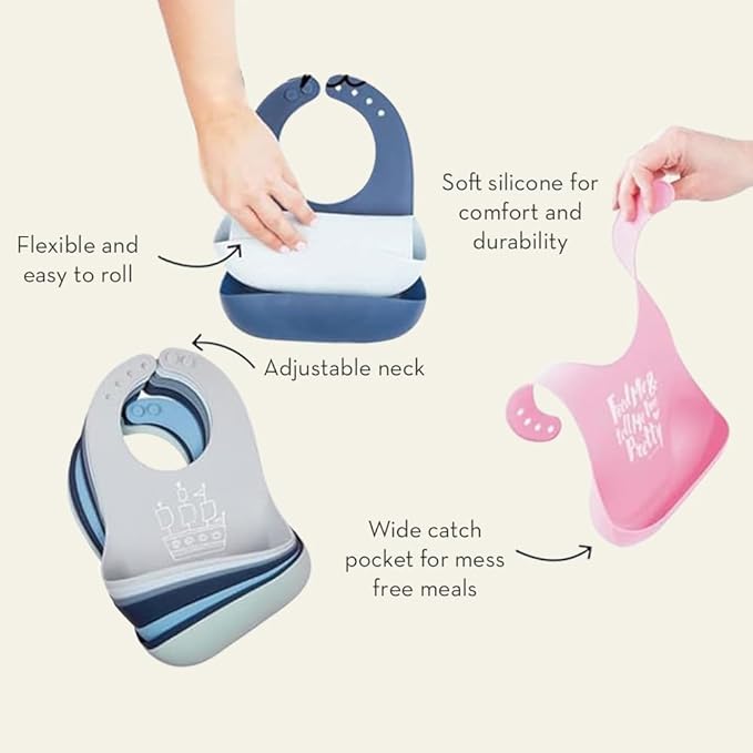 Bella Tunno Baby Bib for Eating, Waterproof Silicone Bib with Large Food Catcher, Adjustable Fit for Babies 4-12 months & Toddlers 1-3 Years, Boys & Girls, I Love Grandpa