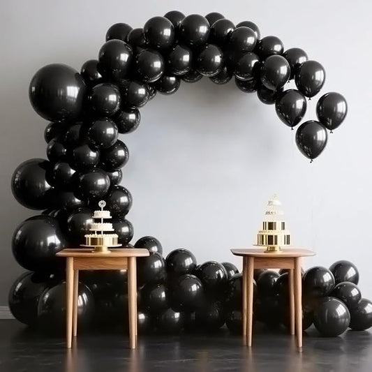140pcs Metallic Black Round Balloons Different Sizes 18 12 10 5 Inch Latex Balloons for Arch Decoration Party Balloon Kit for Graduation Birthday Party Wedding Balloon Baby Shower Decoration