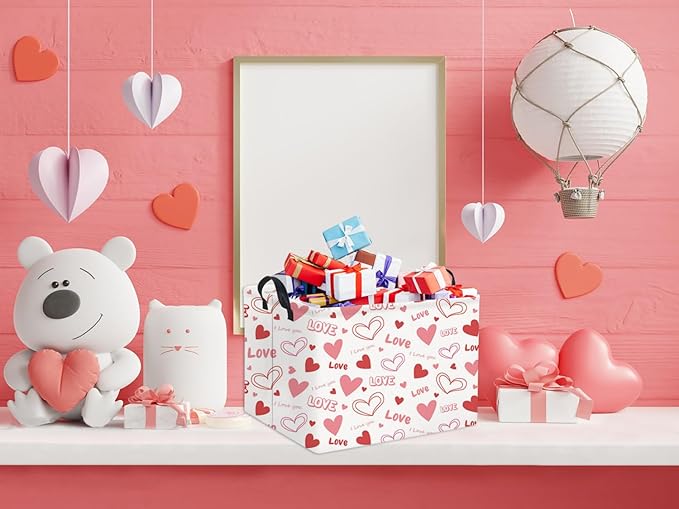 HIYAGON Rectangular Valentines Gift Basket - Pink Love Room Decor