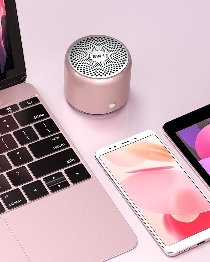 EWA A106 Portable Mini Bluetooth Speaker, Enhanced Bass and High Definition Sound, Portable Design, for iPhone, iPad,Nexus,Laptops and More (Rosegold)