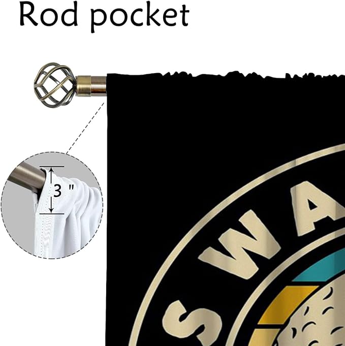 Golf Blackout Curtains for Boy Girl Room Darkening Decor,Sport Theme and White Motto Dark Background Bedroom Living Room Home Rod Pocket Thermal Insulated Window Curtain/Drapes Panel,42x63 Inch…