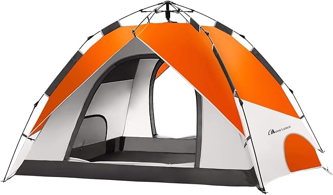 MOON LENCE Instant Pop Up Tent for 3-4 Person - Automatic Portable, Windproof for Camping, Hiking, Mountaineering