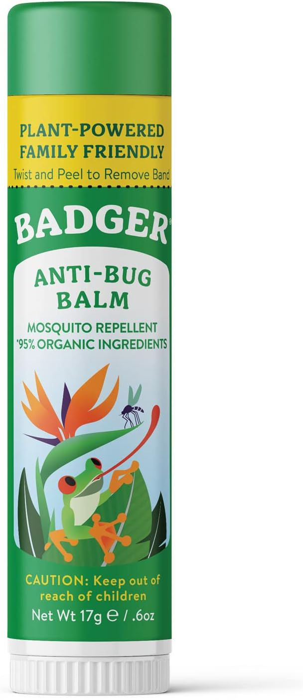 Badger Bug Repellent, Easy to Use Travel Stick, DEET-Free Mosquito Repellent & Insect Protection, Certified Organic Essential Oil Balm