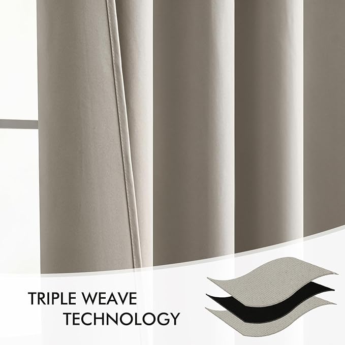 MIULEE Stone Back Tab Blackout Curtains 90 Inches Long 2 Panels Set for Living Room Bedroom Privacy, Rod Pocket/Pinch Pleat Thermal Insulated Room Darkening Pleated Light Blocking Drapes