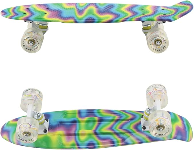 Skateboards Complete 22 Inch Mini Cruiser Retro Skateboard for Kids Boys Youths Beginners