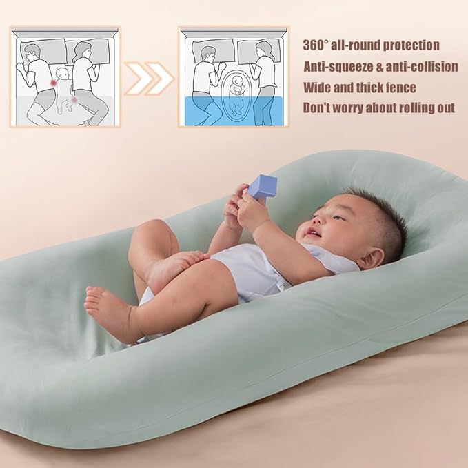 Baby Lounger Pillow Soft Organic Cotton Breathable Infant Lounger for Home and Travel (Pink)