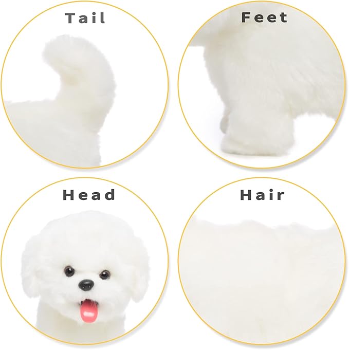 CU-MATE Interactive Maltese Simulation Dog-Realistic Puppy Electronic Toy Dog with Walking/Barking/Wagging Tail/Talking- Robotic Pet Toy Present Gift for Toddler Girls Boys