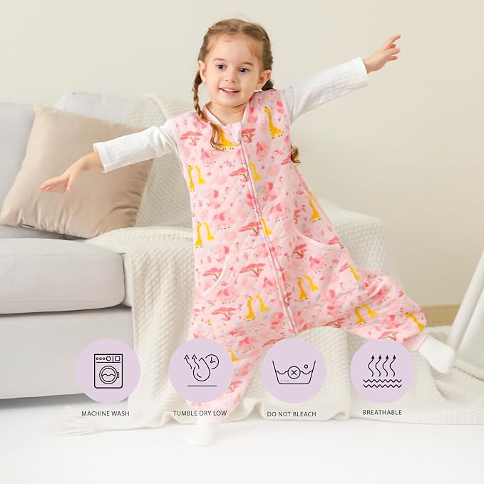 HOMEAL Toddler Sleep Sacks - 1.0 TOG Sleeveless Baby Sleep Sack, 12-18 Months; Soft Legs Wearable Blankets for 18-24 Months