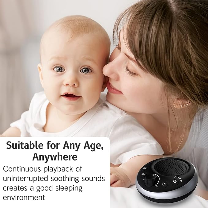 Sound Machine Loud White Noise Machine Nonstop Brown Noise Machine 30 Soothing Sounds for Baby Kids Adults Plug in Pink Noise Sleep Machine 36-Level Vol 4 Timer Memory Function for Home Travel Office