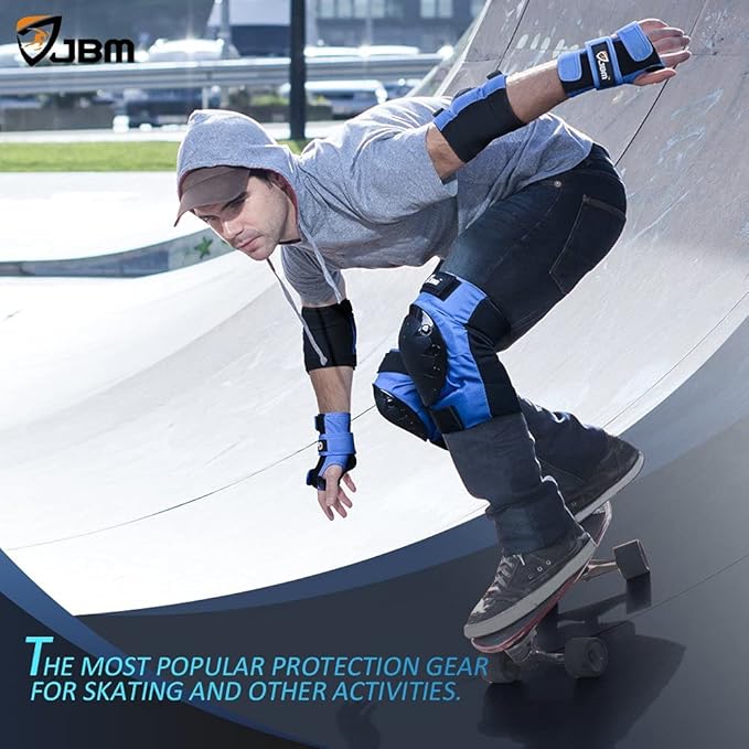 JBM Adult & Kids Knee Pads Elbow Pads and Wrist Guards for Inline Skating, Roller Skating, Skateboarding, Scootering