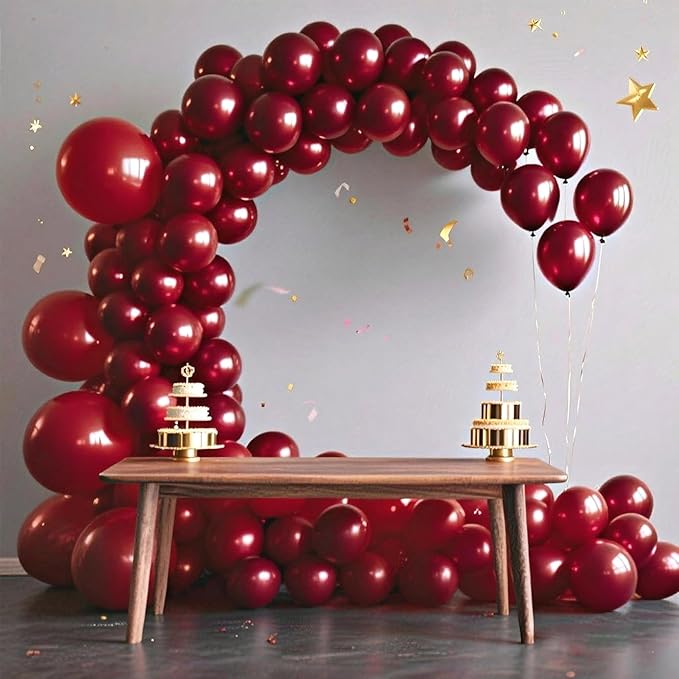 140pcs Burgundy Round Balloons Different Sizes 18 12 10 5 Inch Latex Balloons for Arch Decoration Party Balloon Kit for Graduation Birthday Party Wedding Balloon Baby Shower Decoration