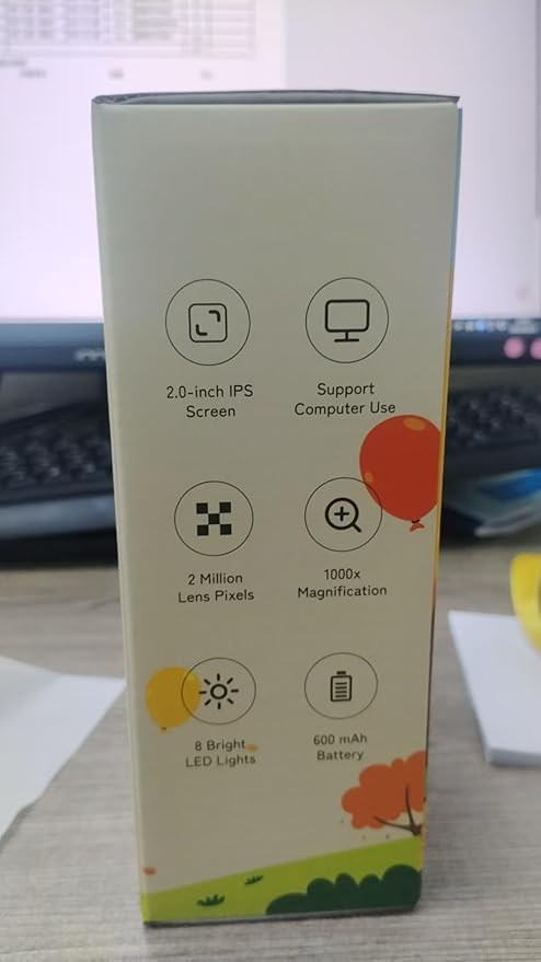 Handheld Microscope for Kids Portable Pocket Digiscope - 2" IPS HD Screen 1000X Digital Microscopes Camera PC Compatible 3-12 Year Old Girl Boy Science Edu Fun Birthday Gifts Toys