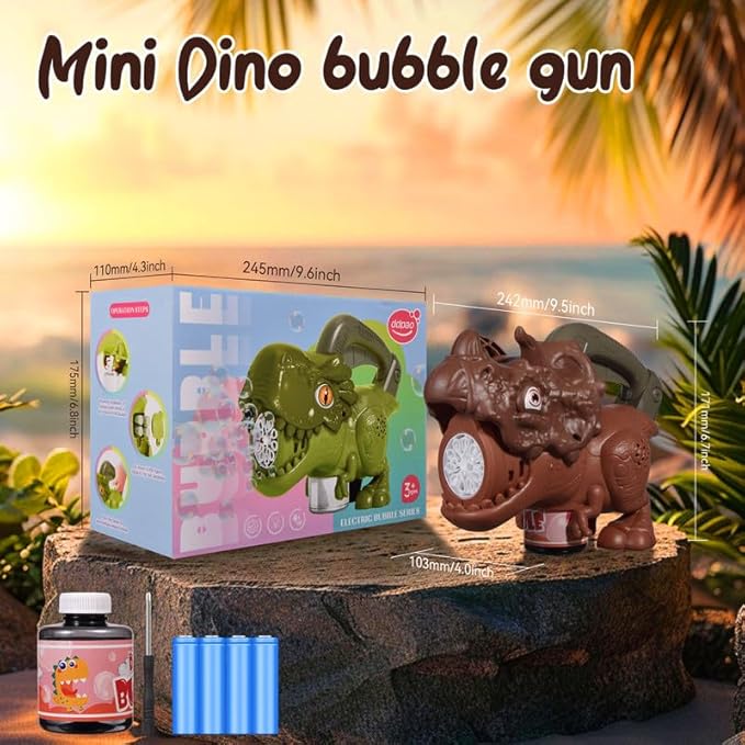 Dinosaur Bubble Machine with Colorful Lighting for Kids Automatic Handheld Dinosaur Bubble Toy 20000+ Big Bubbles Per Minute Bubbles Toy for Outdoor Parties Yard Fun Kids Gift Tyrannosaurus Green