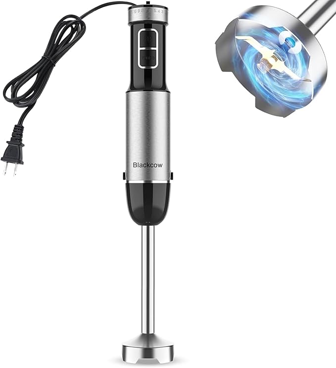 Immersion Blender Handheld, 800W Powerful Electric Hand Blender with Titanium Alloy Blades, 12 Speeds & Turbo, Electric Hand Mixer for Smoothies, Soups, Baby Food and Purees