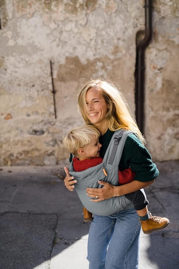 Beco Baby Carrier Toddler Carrier with Extra Wide Seat, 100% Cotton Toddler Carrying Backpack Style and Front-Carry, Lightweight & Breathable Child Carrier, 20-60 lbs (Grey)