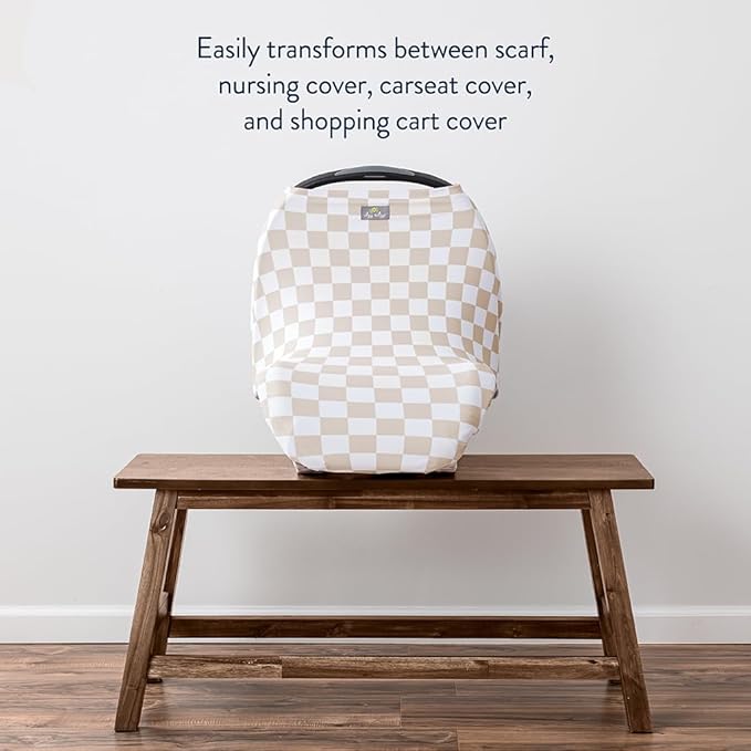 Itzy Ritzy 4-in-1 Nursing Cover, Car Seat Cover, Shopping Cart Cover & Infinity Scarf – Breathable, Multi-Use Nursing Cover Up for Breastfeeding, Carseat Canopy & Stroller Cover (Checkerboard)