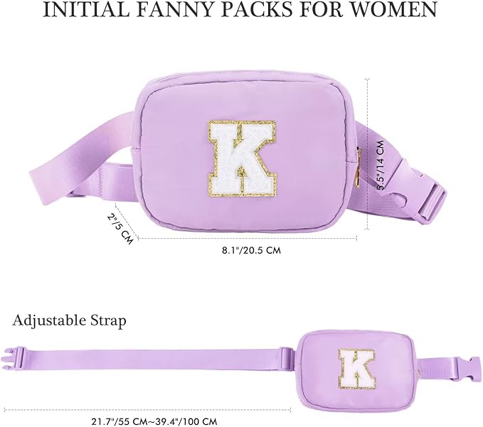 YOOLIFE Gifts for Girls Teen Girls Birthday Gifts - Personalized Gifts for Women, Gifts for Daughter Sister Friends, Purple Initial Crossbody Bag Belt Bag A