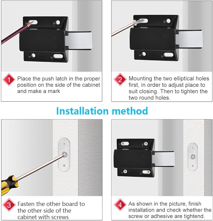 10 Pack Magnetic Push Latch Catch Push to Open Latch Pressure Touch Release Cabinet Catch for Doors Drawers Release Latch Kitchen Drawer Push Catch Pop Out Latch (Black)