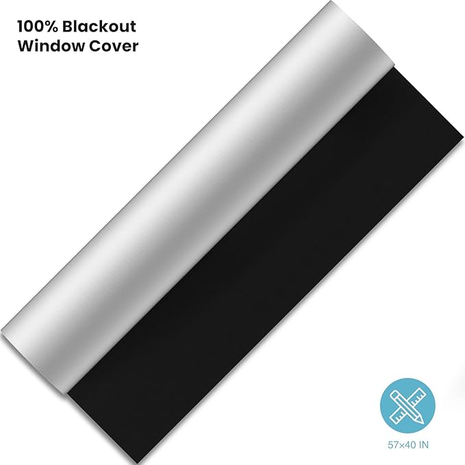 REDRICE Temporary Blackout Shades, 157" x 57" Portable Blackout Curtains, 100% Blackout Blinds Room Darkening Light Window Shades with Hook & Loop Tabs Stick-On, Window Cover for Travelers Bedroom RV