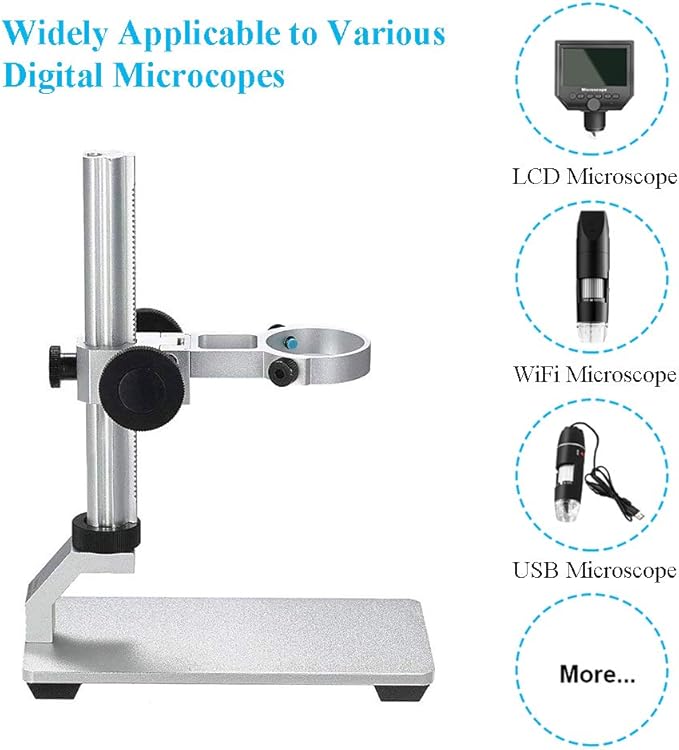Aluminum Alloy Microscope Stand Holder for USB Digital Microscope, Cainda Stable Metal Stand Bracket with Portable Carrying Case, Support Adjusted Up and Down Easy to Focus