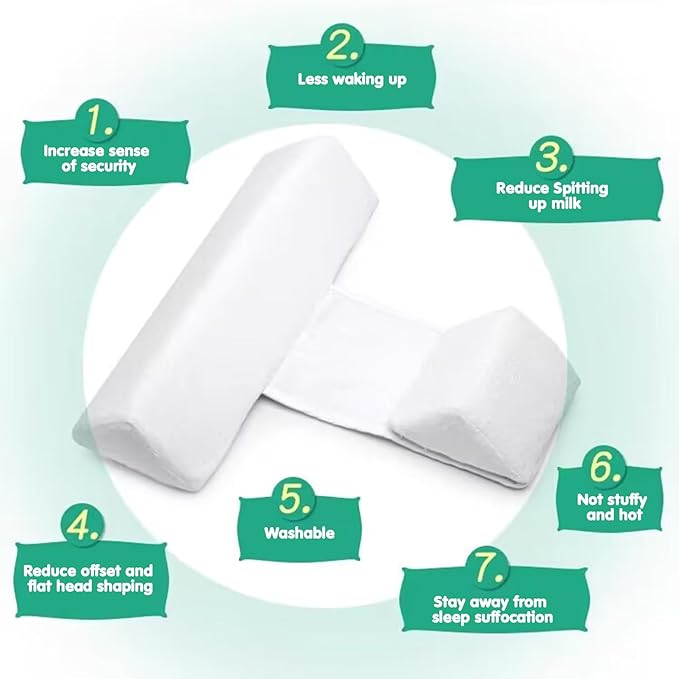 Baby Side Sleeper Weddge Adjustable Soft and Breathable Pillow,WHITE-1PC