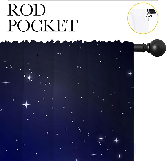 City Rod Pocket Blackout Curtains for Boy Girl Bedroom, New York Skyline Modern City Starry Sky Night View Home Energy Efficient Light Filtering Window Curtain for Living Room, 84x84 inch