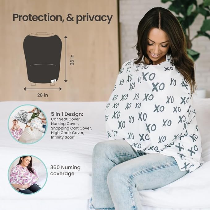 Copper Pearl Multi-Use Cover: Car Seat Covers, Nursing Cover, and Stroller Cover for Sun - Stretchy Fabric, All-Season Use, Stylish Designs, Easy Access for Moms - Nicholas
