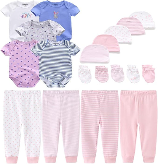 Kiddiezoom Unisex Baby Layette Essentials Giftset Clothing Set 19-Piece For Newborn Baby
