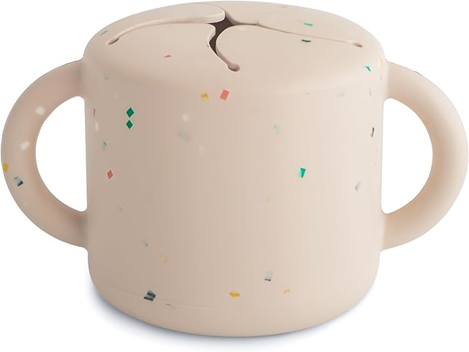 mushie Silicone Snack Cup | Spill Proof Food Container for Toddler and Baby (Vanilla Confetti)