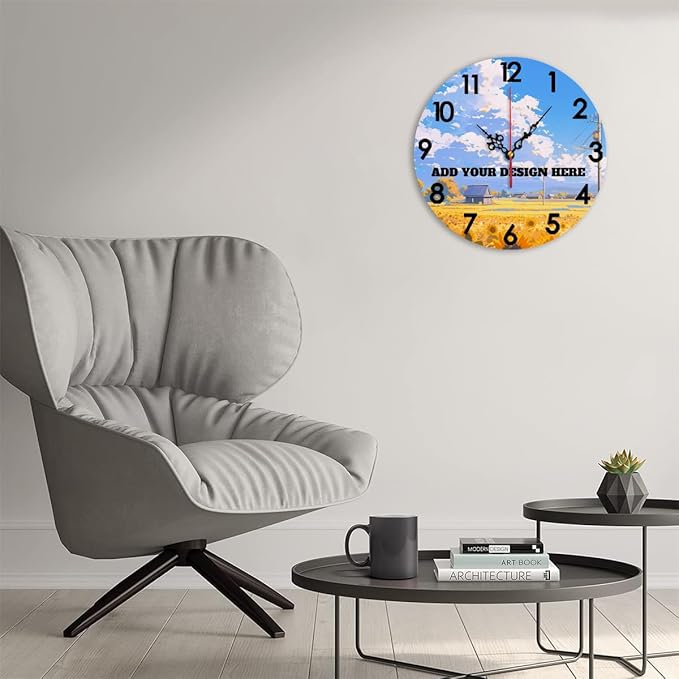 Generic Custom Wall Clock Personalized Picture Hanging Time Clocks Silent Non Ticking Round Decoration for Kitchen Creative, 12x12Inch