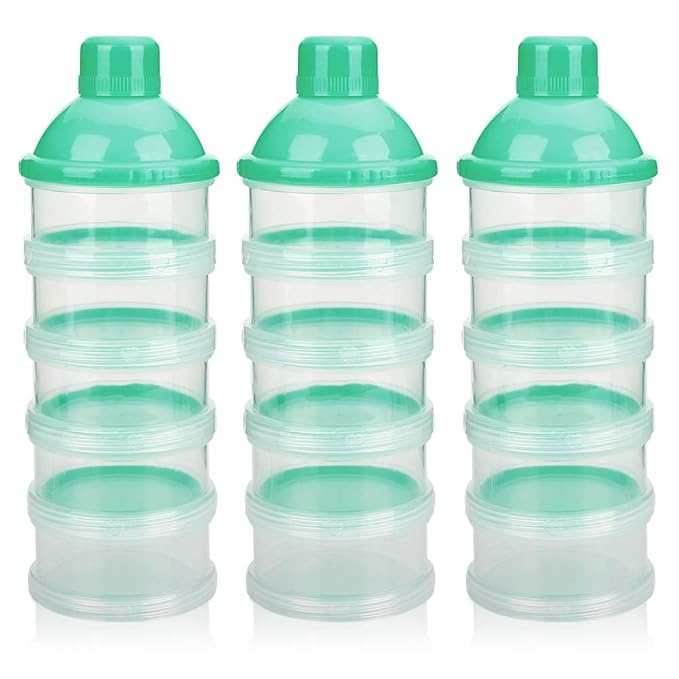Accmor Formula Dispenser On The Go, 5 Compartments Stackable Formula Container for Travel, Baby Milk Powder Kids Snack Container, BPA Free