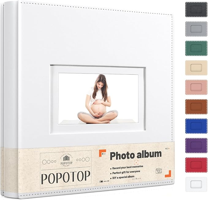Popotop Photo Album 4x6 300 Pockets with Leather Hardcover Cover, Small Photo Album Holder Book with 50Pcs Pages for Family Travel Wedding Baby Gifts