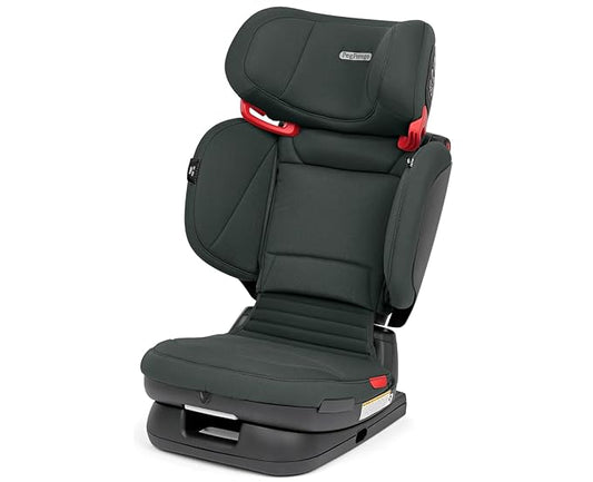 Peg Perego Viaggio Flex 120 Booster, 4D Total Adjust for Safety & Comfort, No Armrests, Compact Fold for Travel, 40-120 lbs, Made in Italy, Metal (Sage Green)